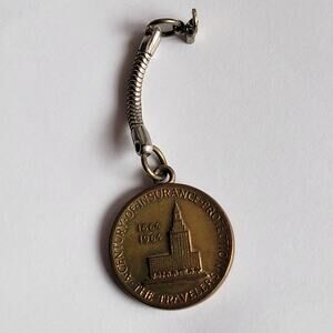 The Travelers 100th Anniversary 1964 Vintage Commemorative Coin Pendant.